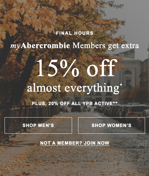 Abercrombie: Additional 15% Off Sale For Members